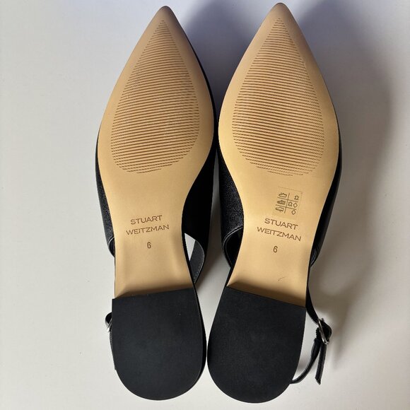 Stuart Weitzman Black Slingback Pointed Toe Flats New with Box - Picture 8 of 8
